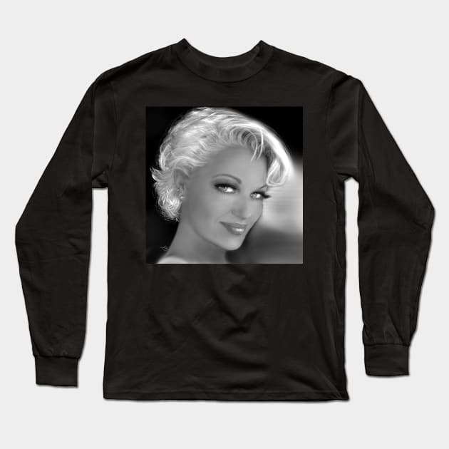 Blue Eyes Blond 2 bw Long Sleeve T-Shirt by Angie Braun